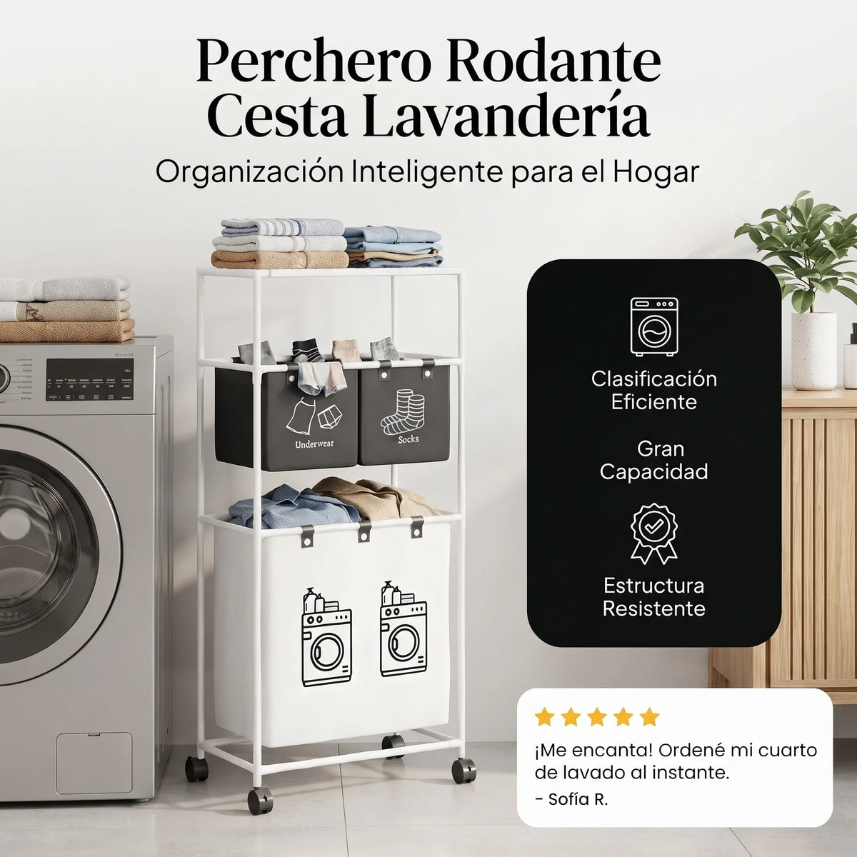 Perchero Rodante Organizador de Lavadero🧺✨