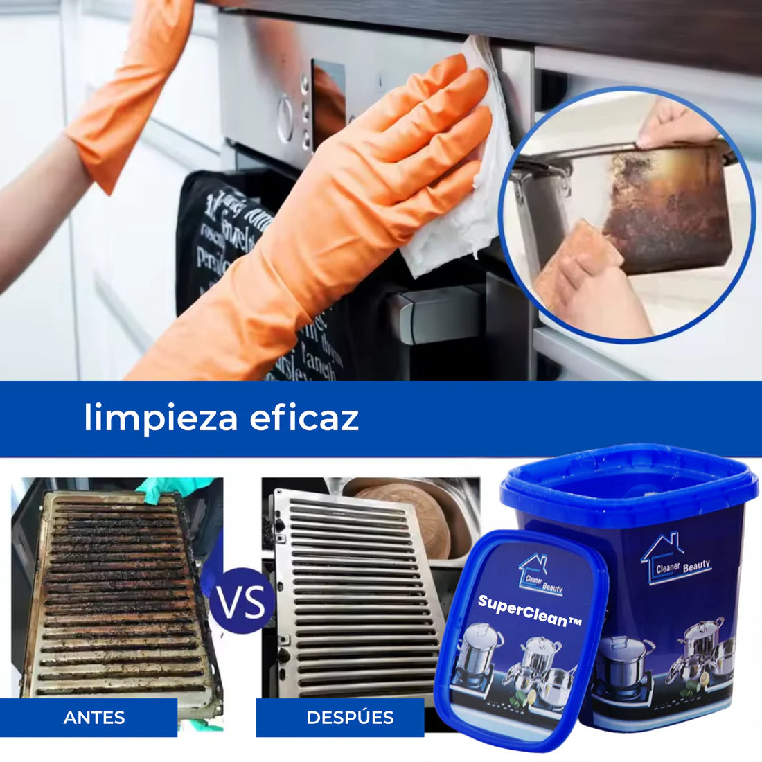 SuperClean™ Limpiador Potente en Pasta Limpia Olla Multiuso