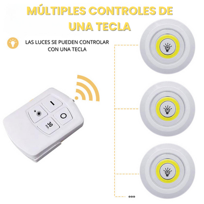 Luces LED inalámbricas + control, sin cableado, ni extensiones (Pack 3 unds)