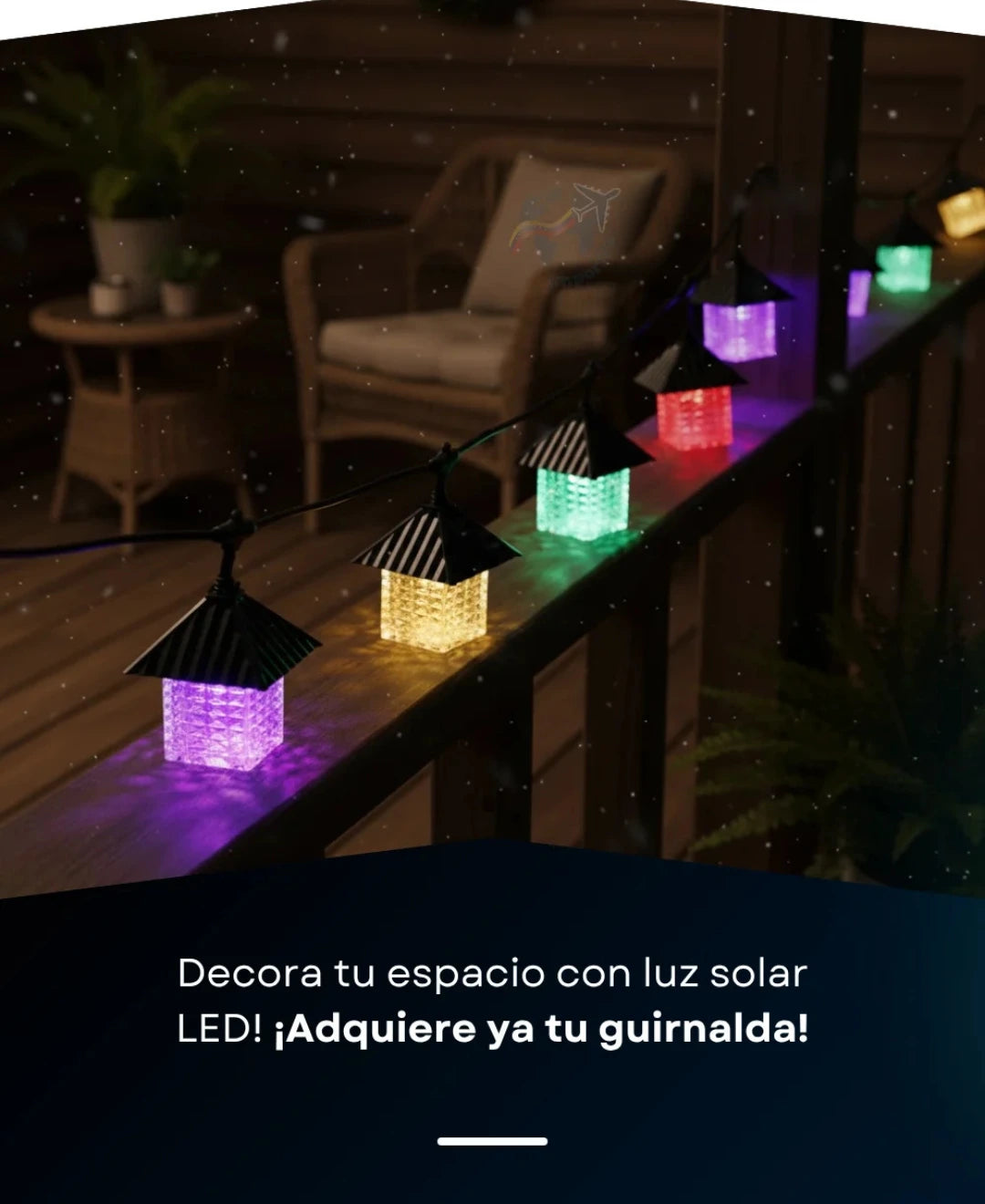 Lampara guirnaldas con panel solar/10 lámparas 5 metros