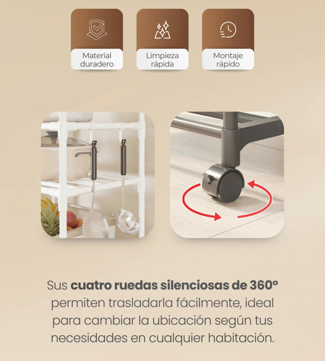 Organizador estante multiuso con ruedas giro 360°✨