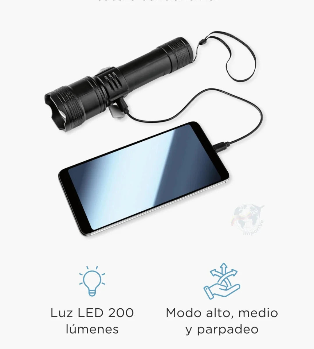 Linterna Táctica militar con cargador incluido para teléfono🔥🔋