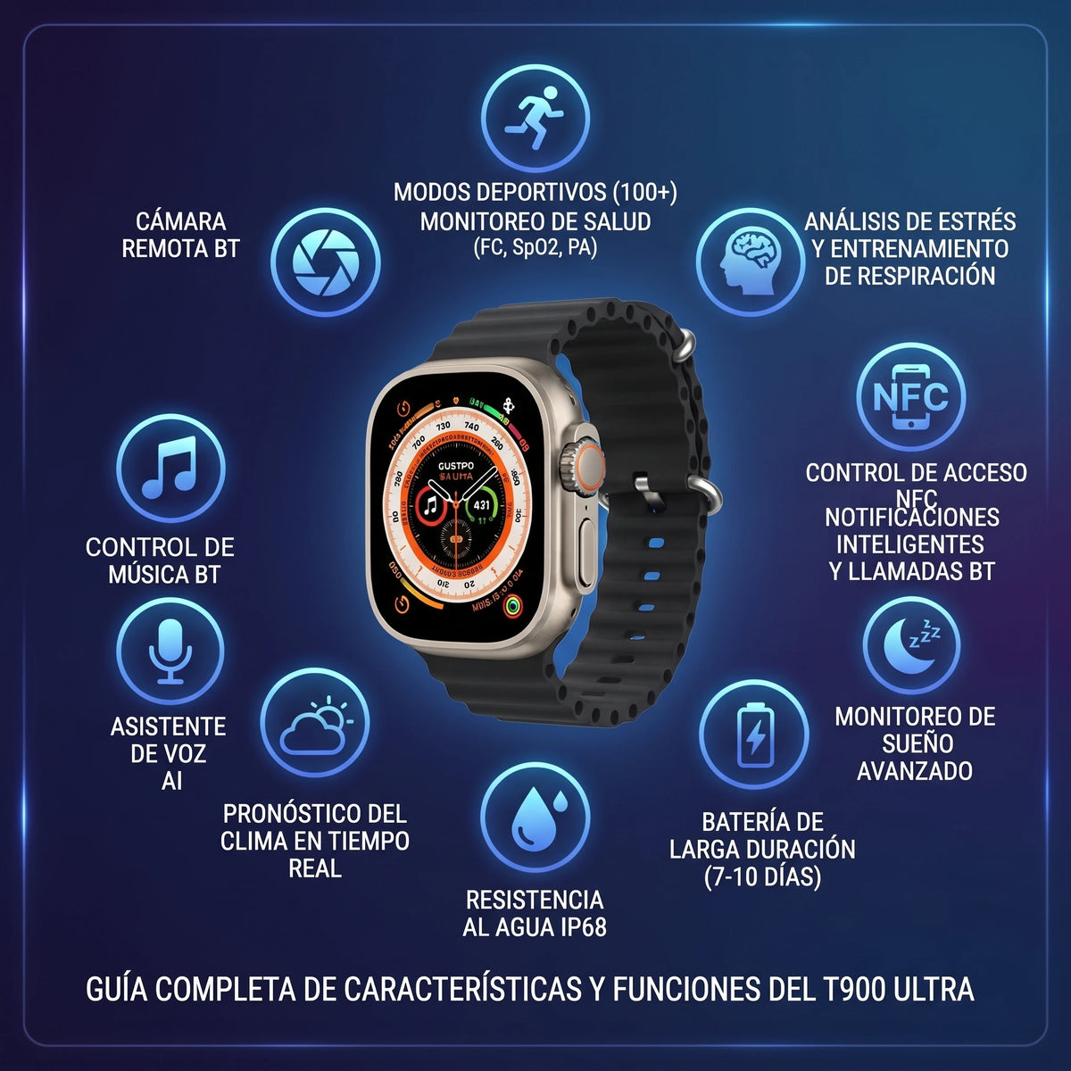 Reloj Inteligente T900 Ultra: Pantalla Infinita de 2.09” ✨⌚