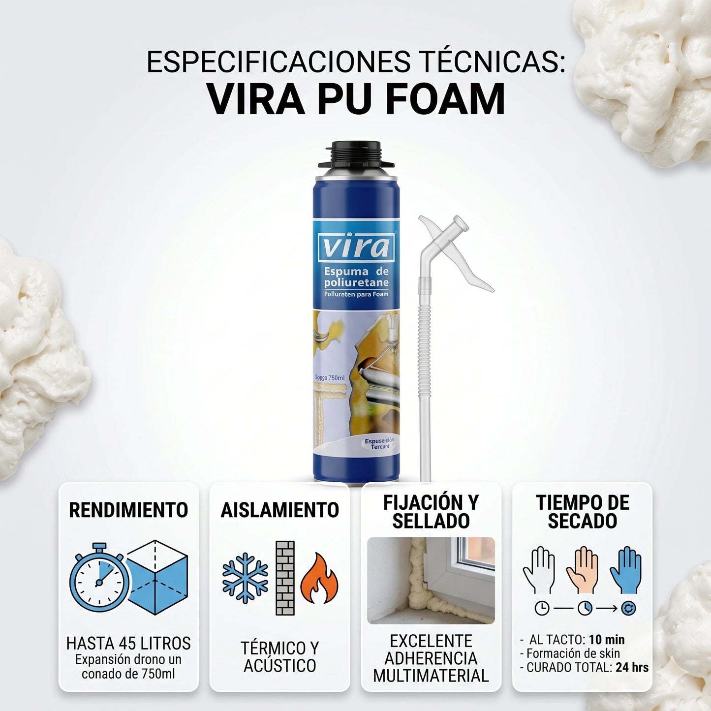 🛠️ Espuma Expansiva de Poliuretano - Aislamiento Total y Sellado Profesional 700ml