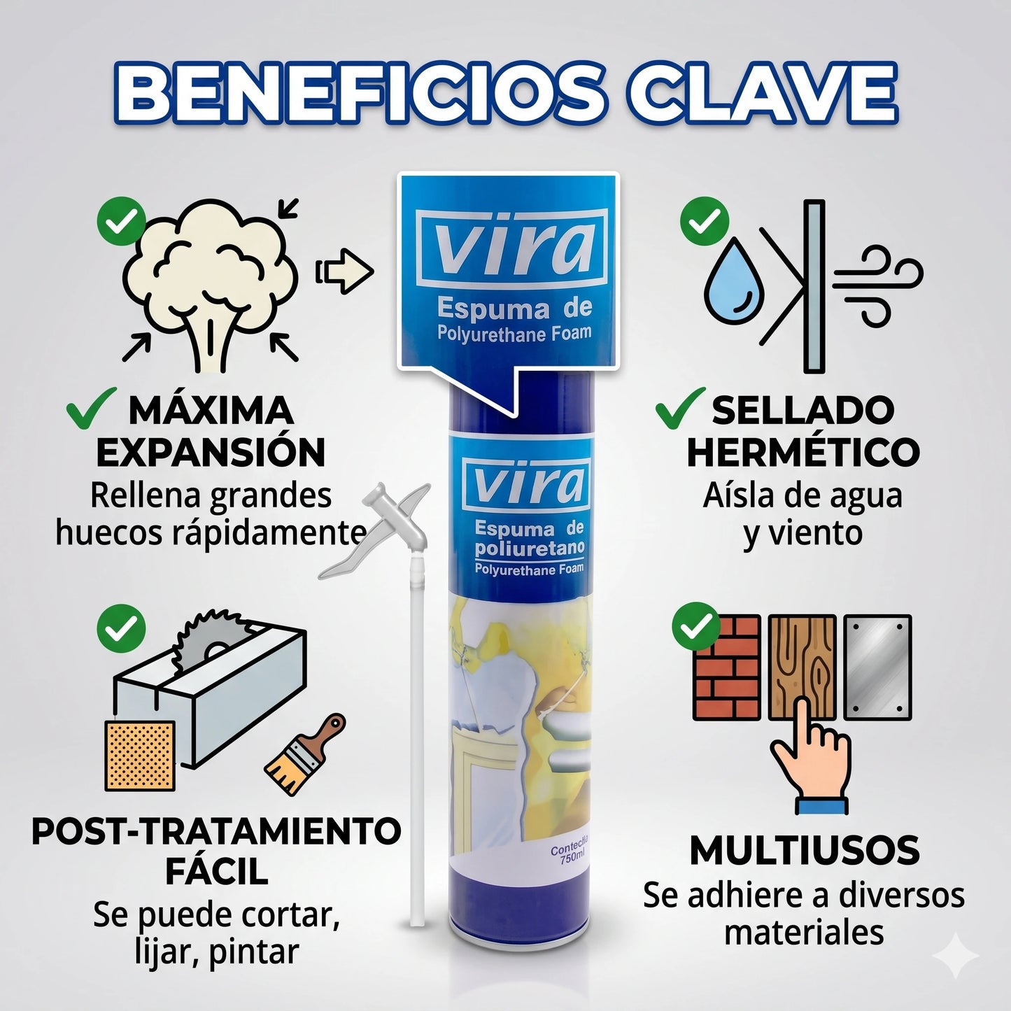 🛠️ Espuma Expansiva de Poliuretano - Aislamiento Total y Sellado Profesional 700ml