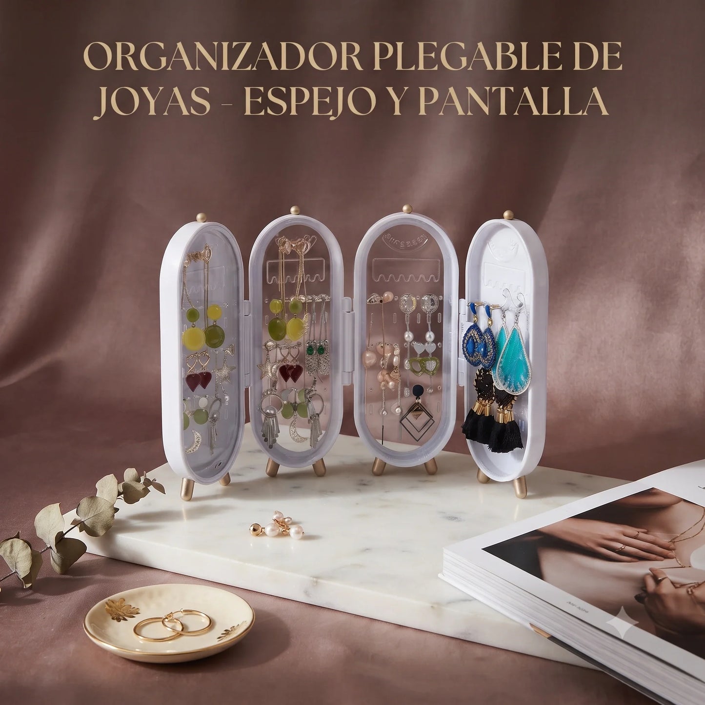Elegante y Ordenado✨ Organizador de Joyas con Espejo💎