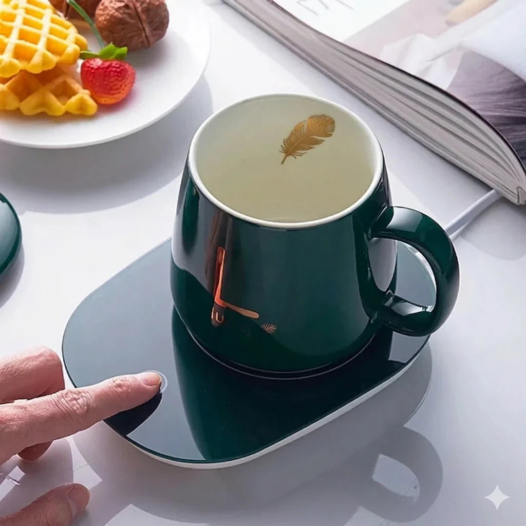 Set de taza con calentador  (Entre 45°C y 55°C)☕ 🔥