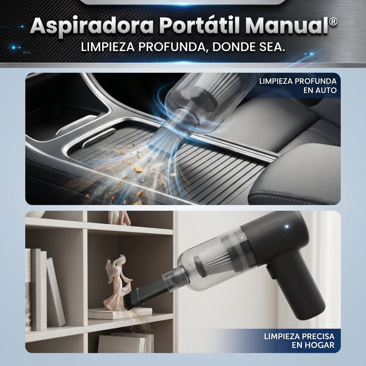 Aspiradora Portátil Recargable Manual®️