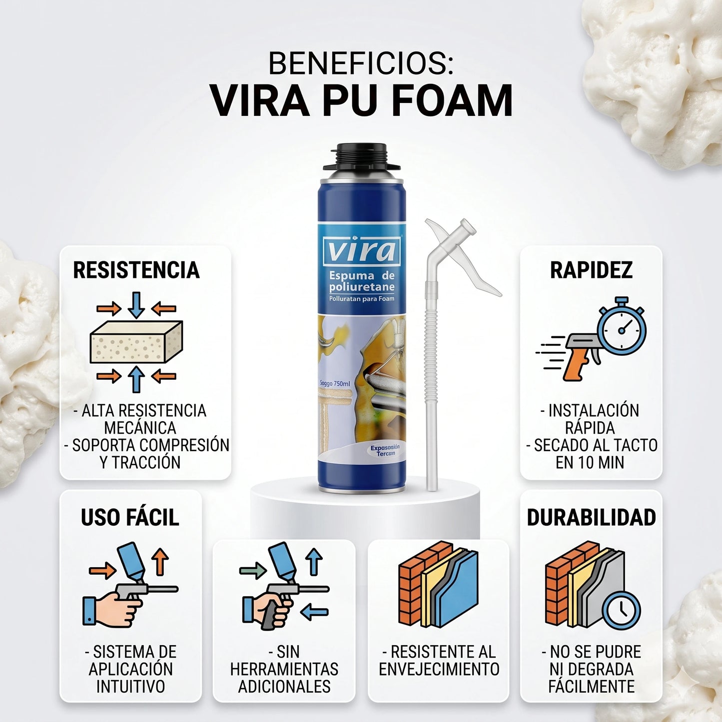 🛠️ Espuma Expansiva de Poliuretano - Aislamiento Total y Sellado Profesional 700ml