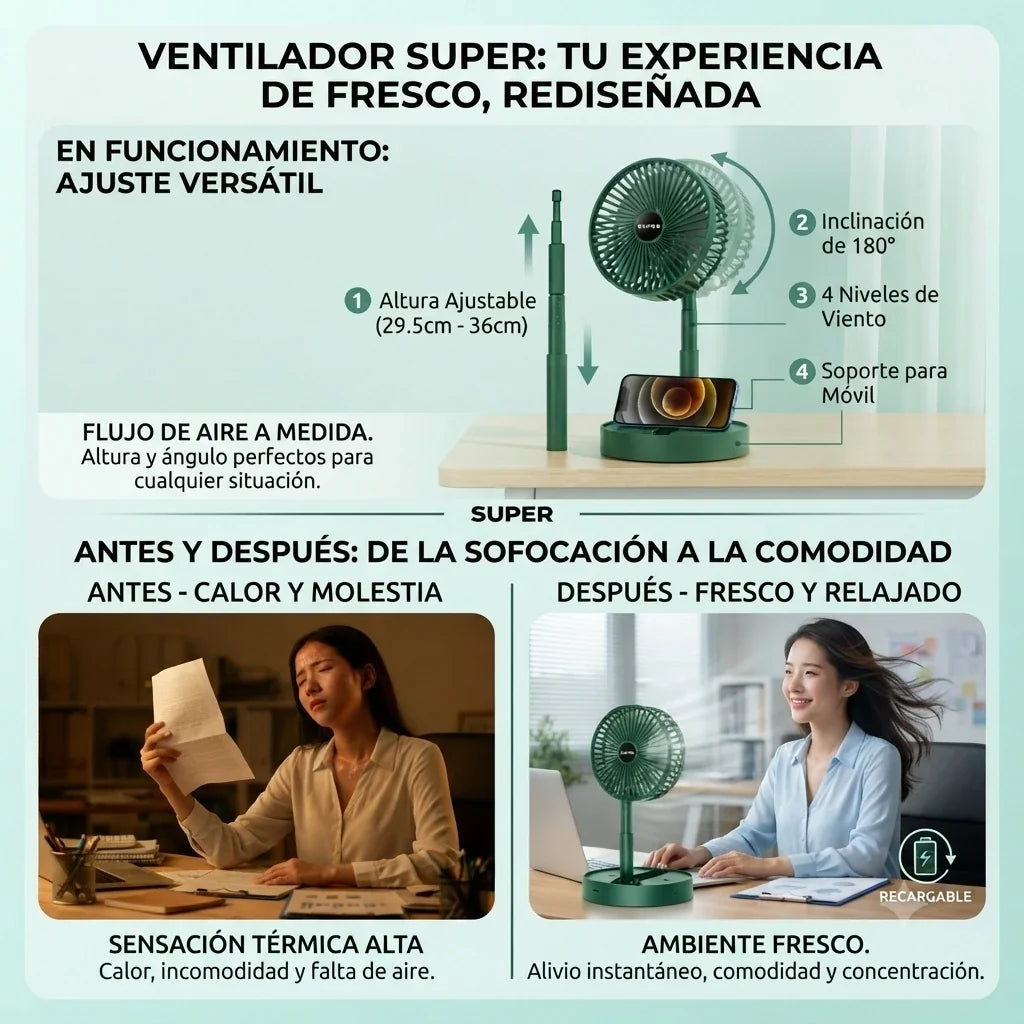 Ventilador Recargable 7 Pulgadas Portátil🌬️🔋