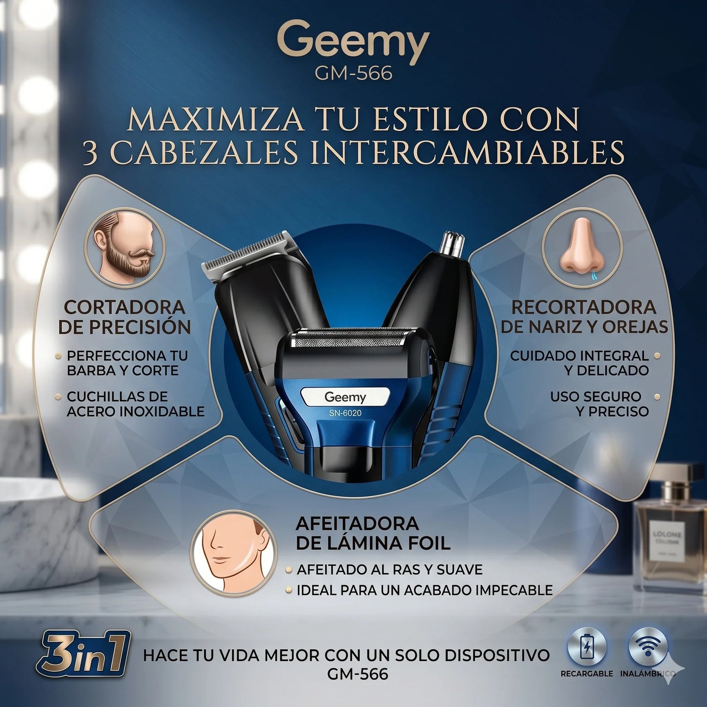 Maquina De Afeitar 3 En 1 Geemy®︎ 🪒💈