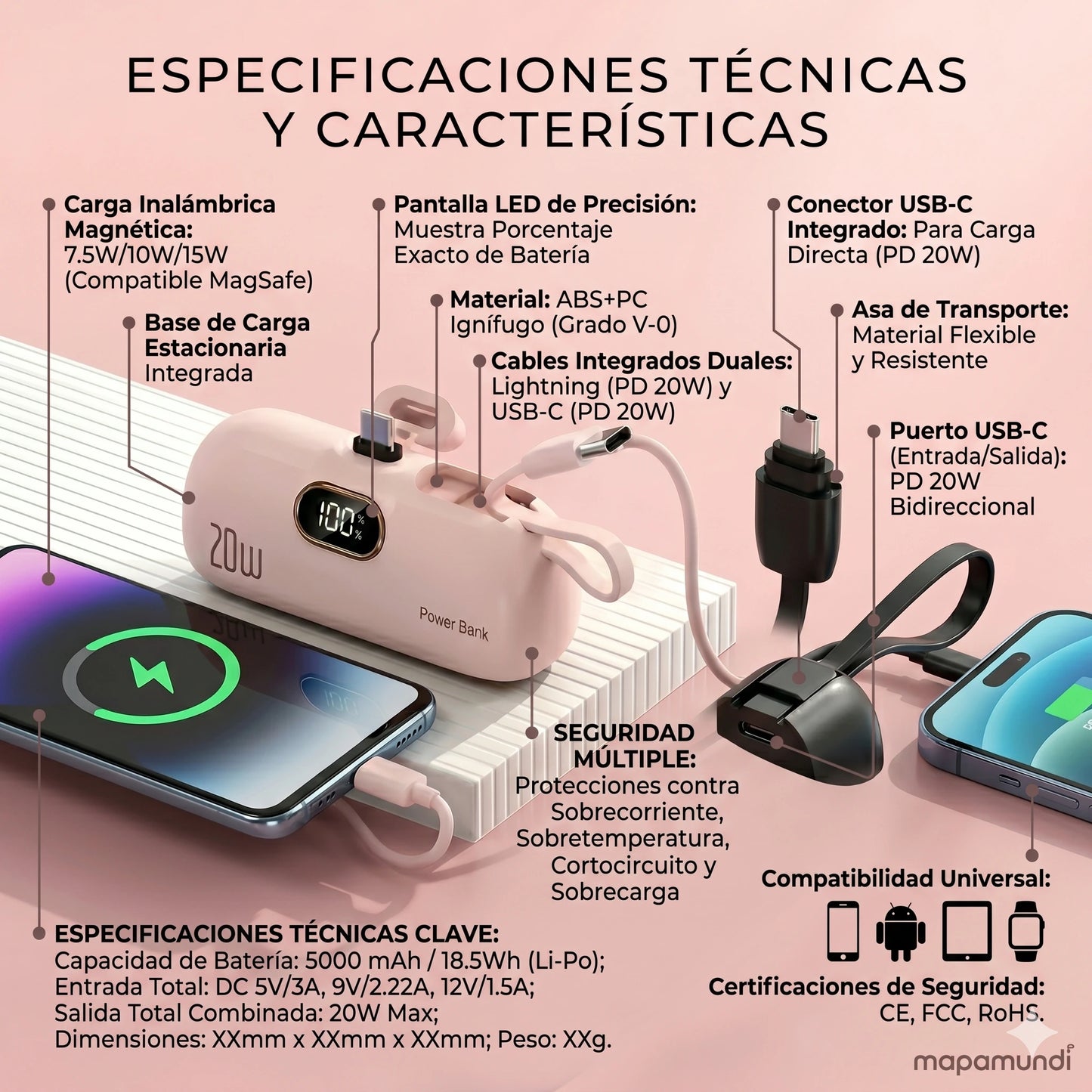 Power bank portátil de llavero 5000mAh🔋⚡