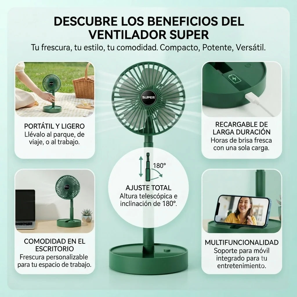 Ventilador Recargable 7 Pulgadas Portátil🌬️🔋
