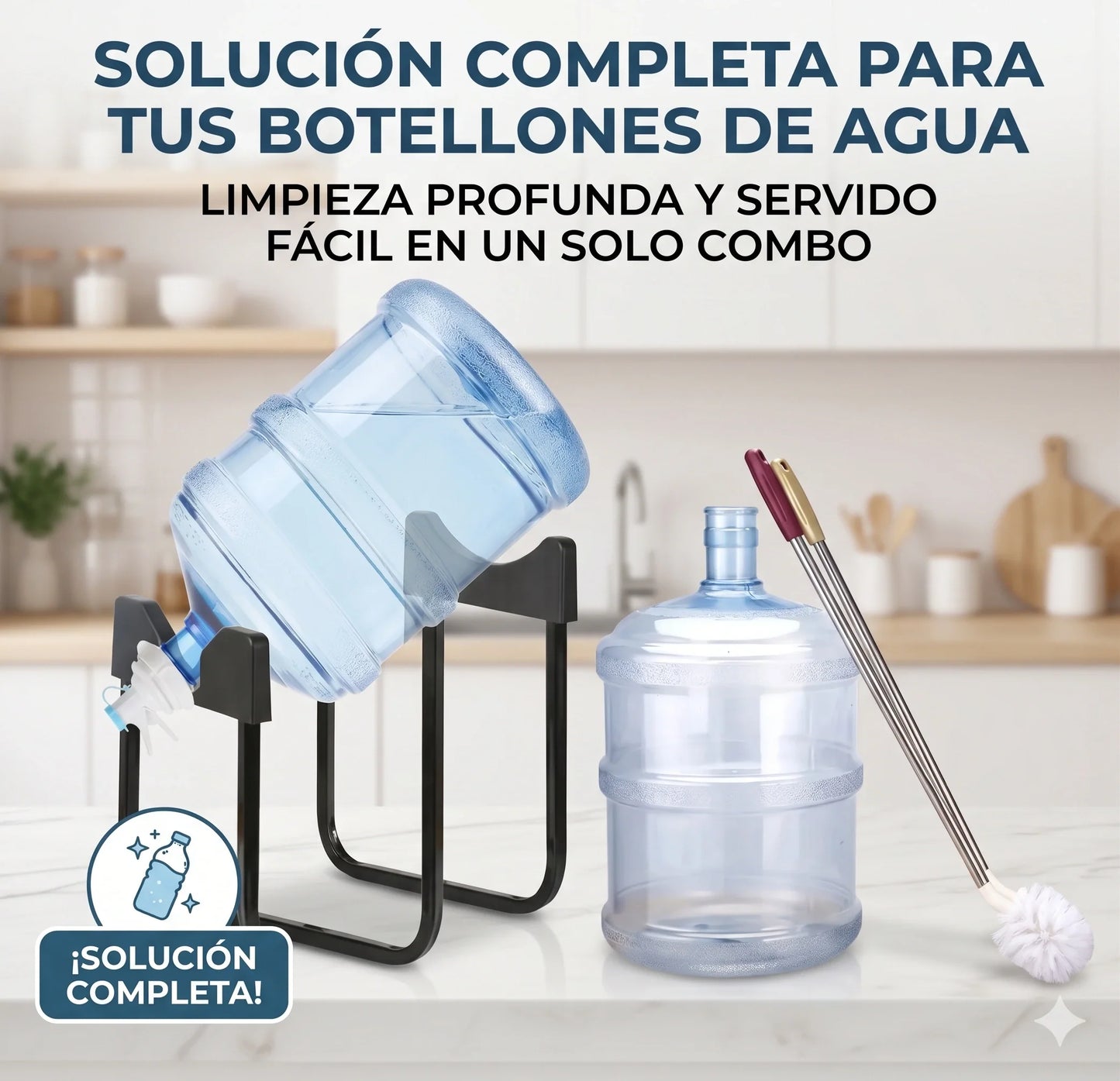 Combo Soporte y Dispensador de Agua + Cepillo Limpiador
