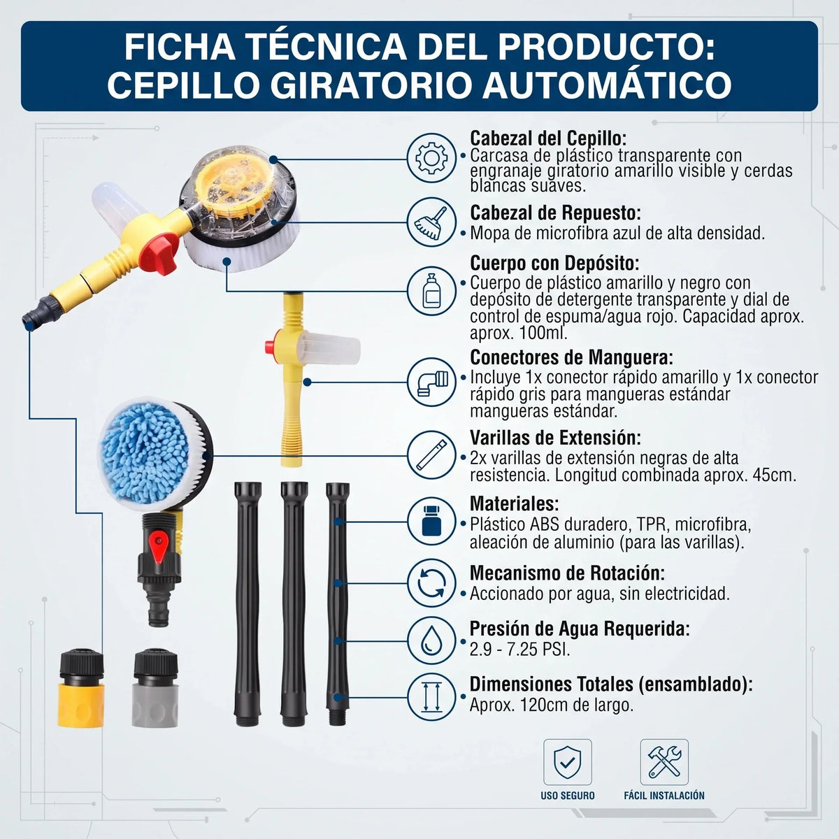 Cepillo Automático Giratorio Para Lavar Vehículo🧼🚗 – Import Caracas