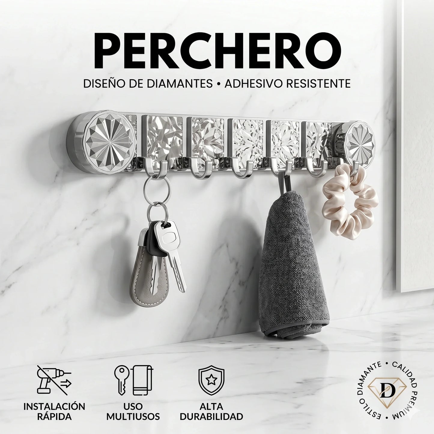 Perchero Diamante Multifuncional con Ventosa✨💎