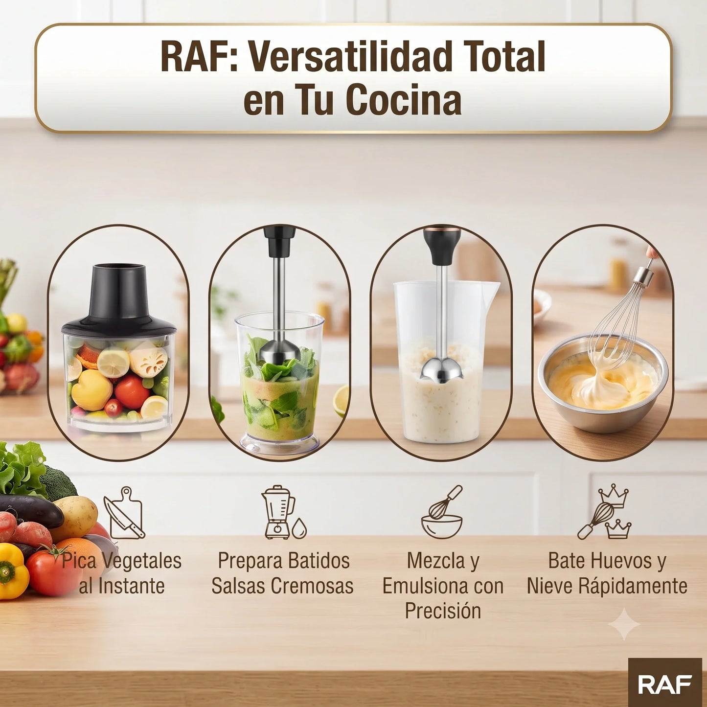 Picatodo Procesador Alimentos Multifuncional Batidora 5 En 1🍳🔥 RAF