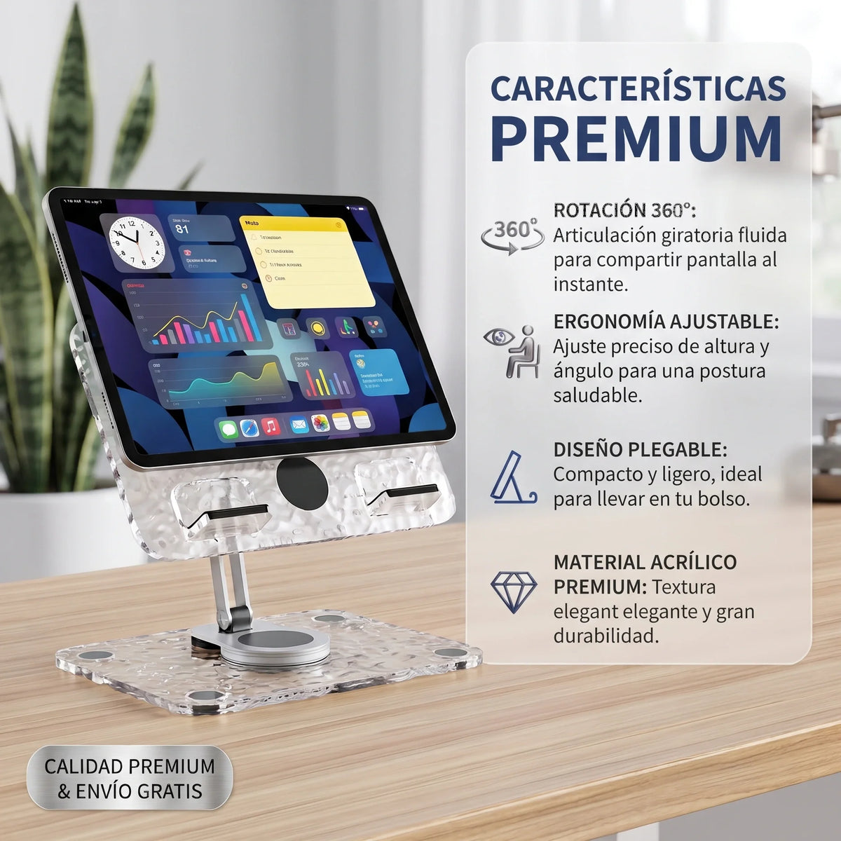 Soporte Plegable Giratorio para Tablet📱✨