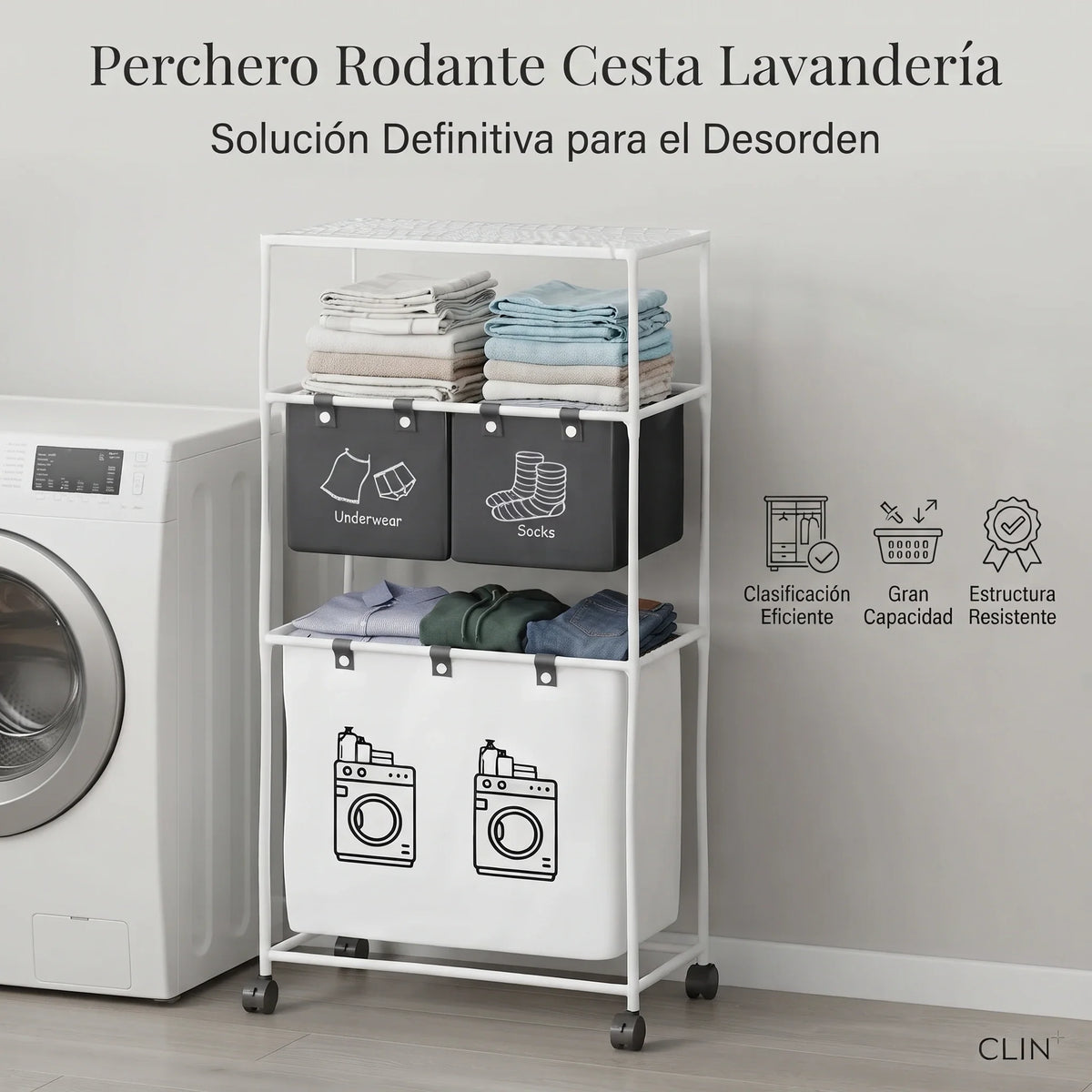 Perchero Rodante Organizador de Lavadero🧺✨