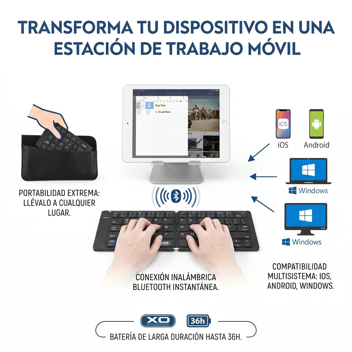 Teclado Inalámbrico Plegable Portátil Bluetooth📱➡️⌨️