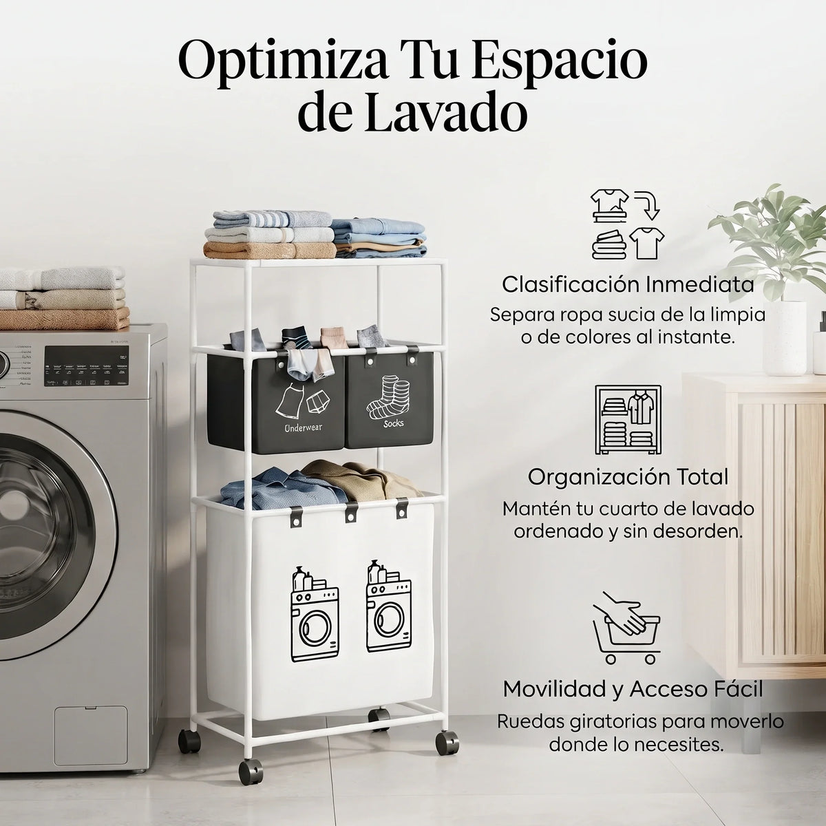 Perchero Rodante Organizador de Lavadero🧺✨