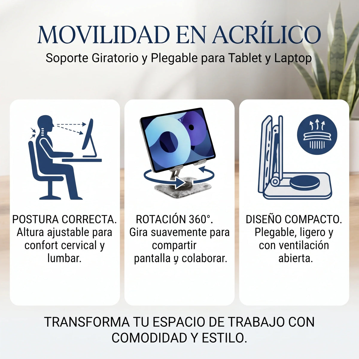Soporte Plegable Giratorio para Tablet📱✨