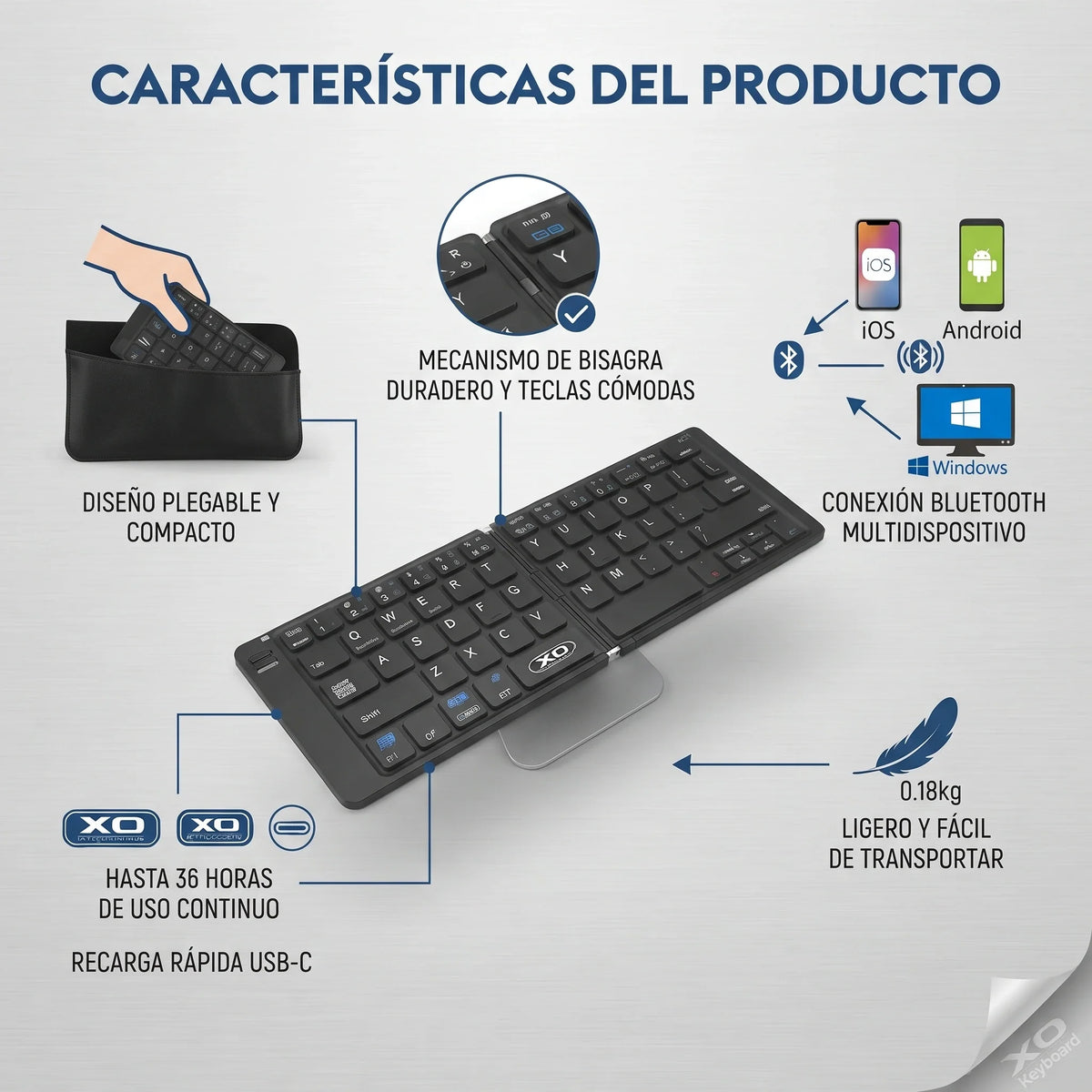 Teclado Inalámbrico Plegable Portátil Bluetooth📱➡️⌨️