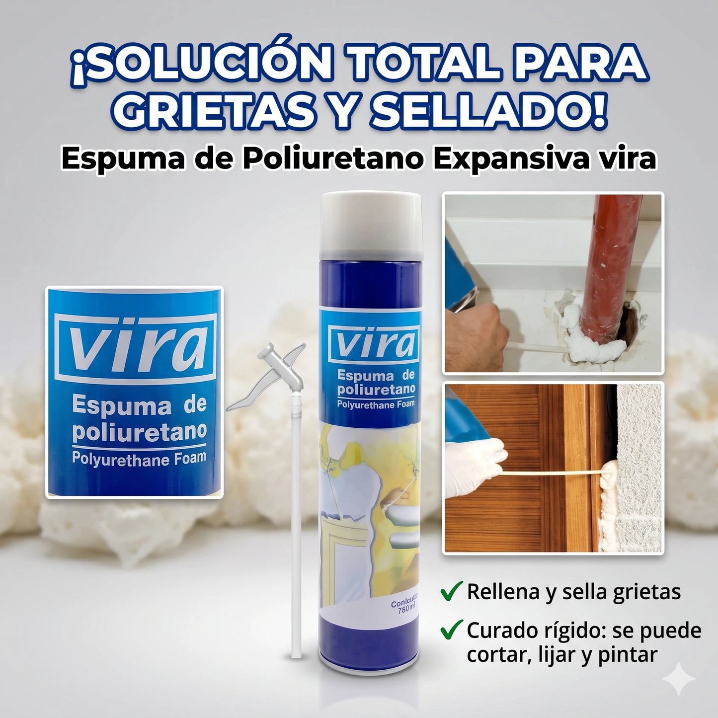 🛠️ Espuma Expansiva de Poliuretano - Aislamiento Total y Sellado Profesional 700ml