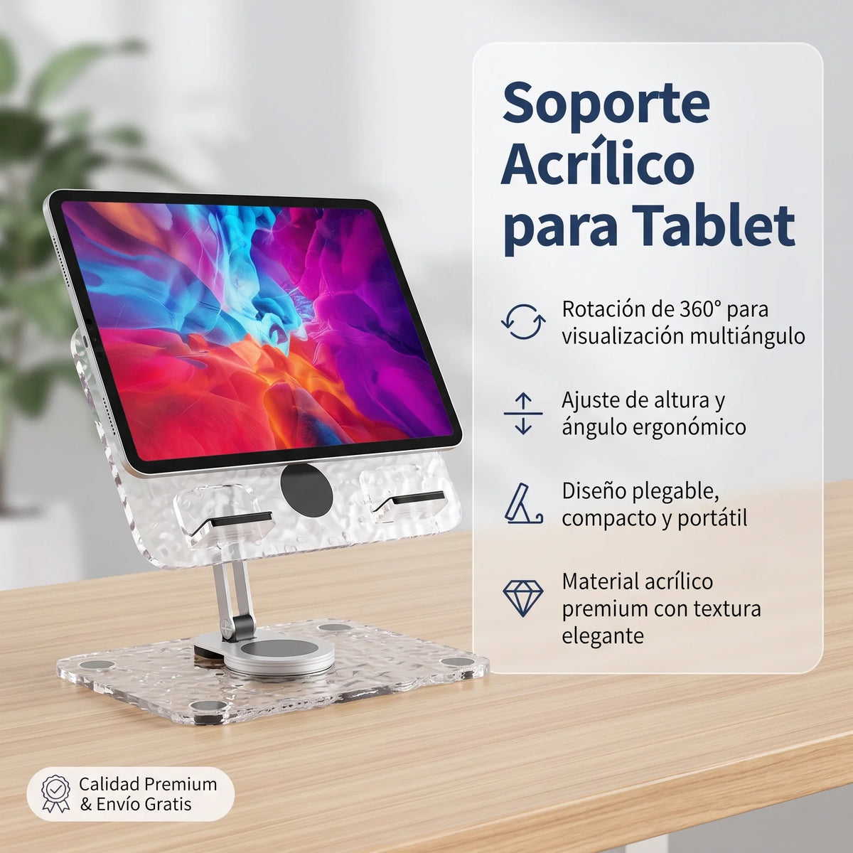 Soporte Plegable Giratorio para Tablet📱✨