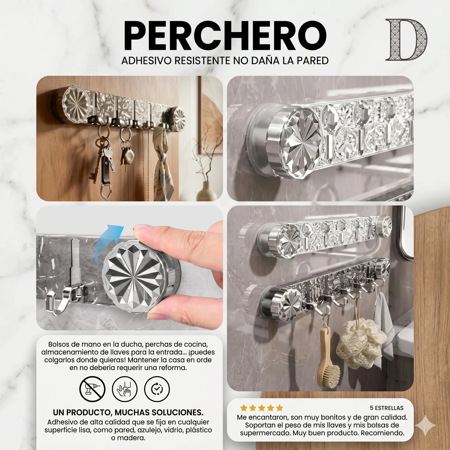Perchero Diamante Multifuncional con Ventosa✨💎