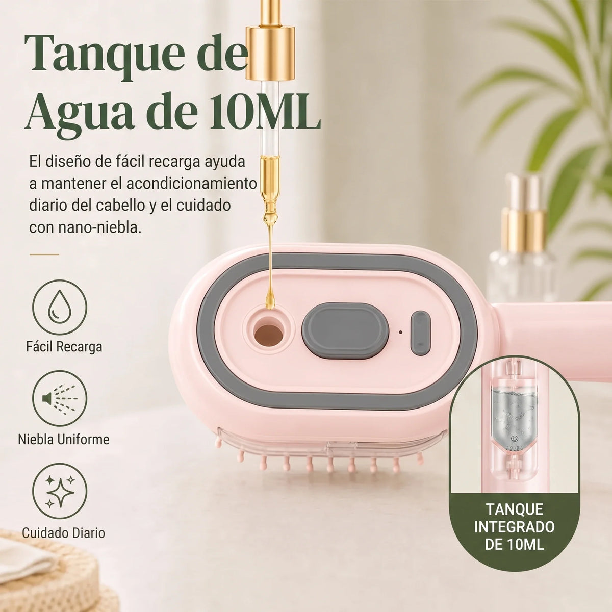Peine Plancha Masajeador con Sistema de Difusor🪞✨