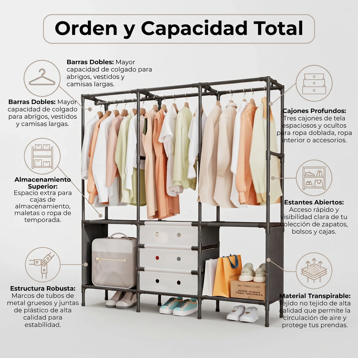 Perchero Closet Organizador "Orden y Capacidad Total✨🏠