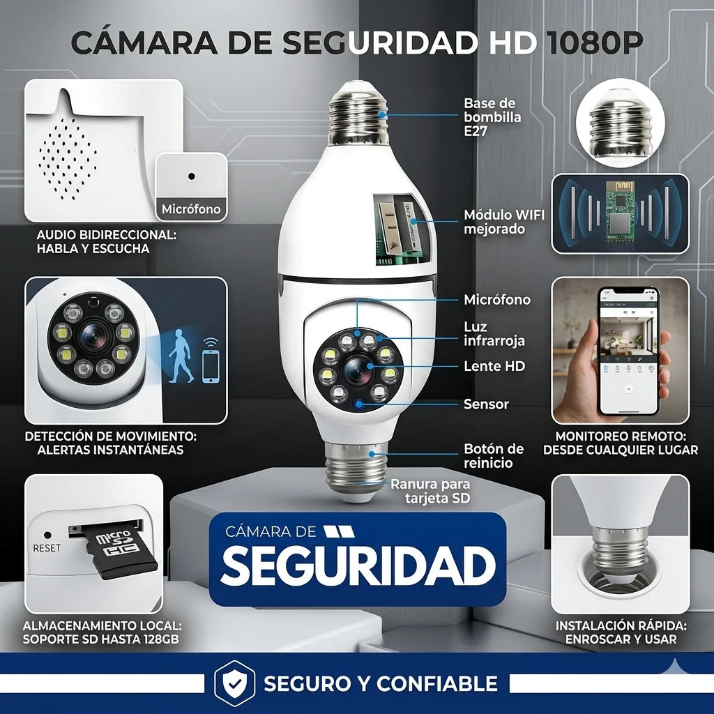 Vigila y protege a los tuyos 👀 Cámara de Seguridad 360°