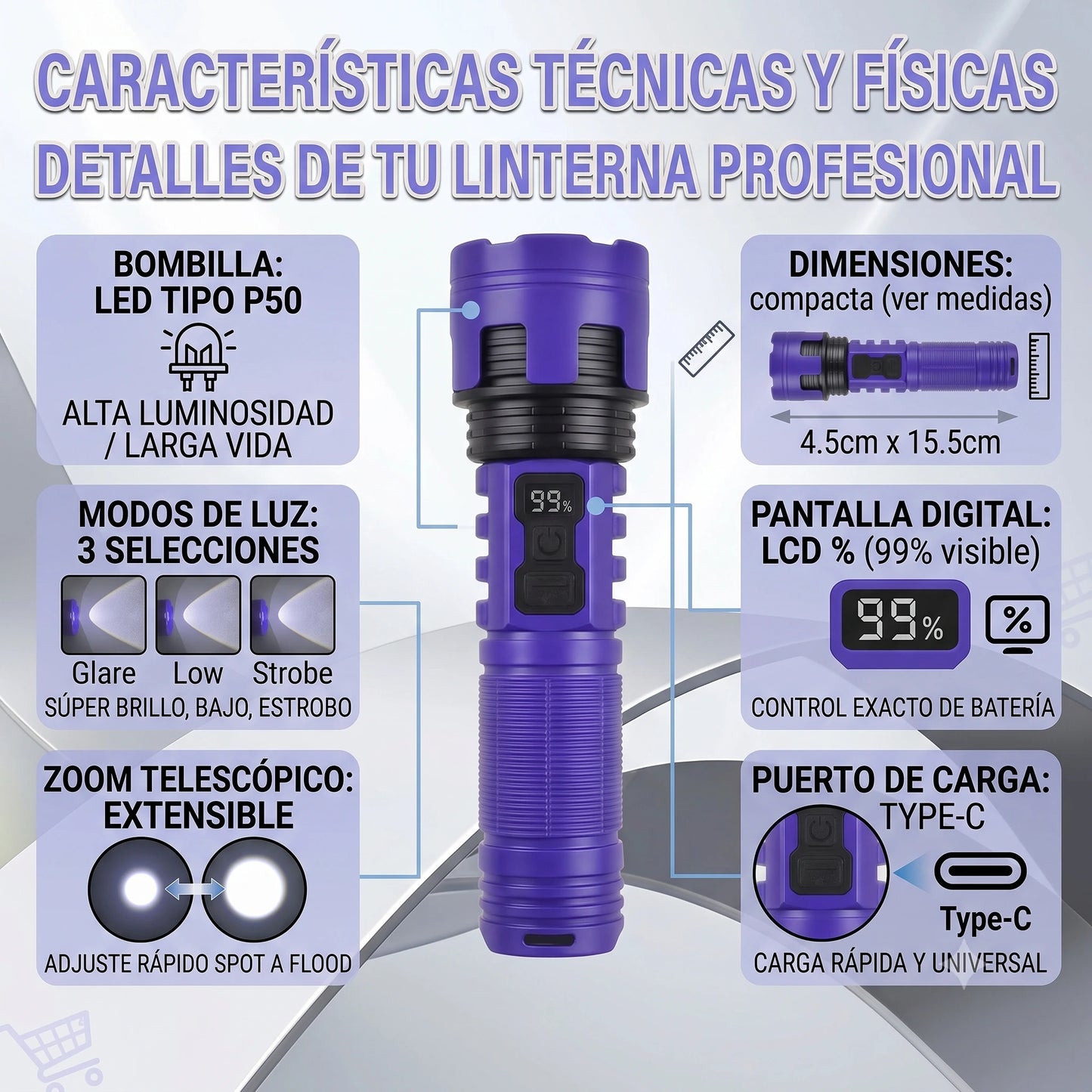Linterna Táctica militar Recargable🔥🔋