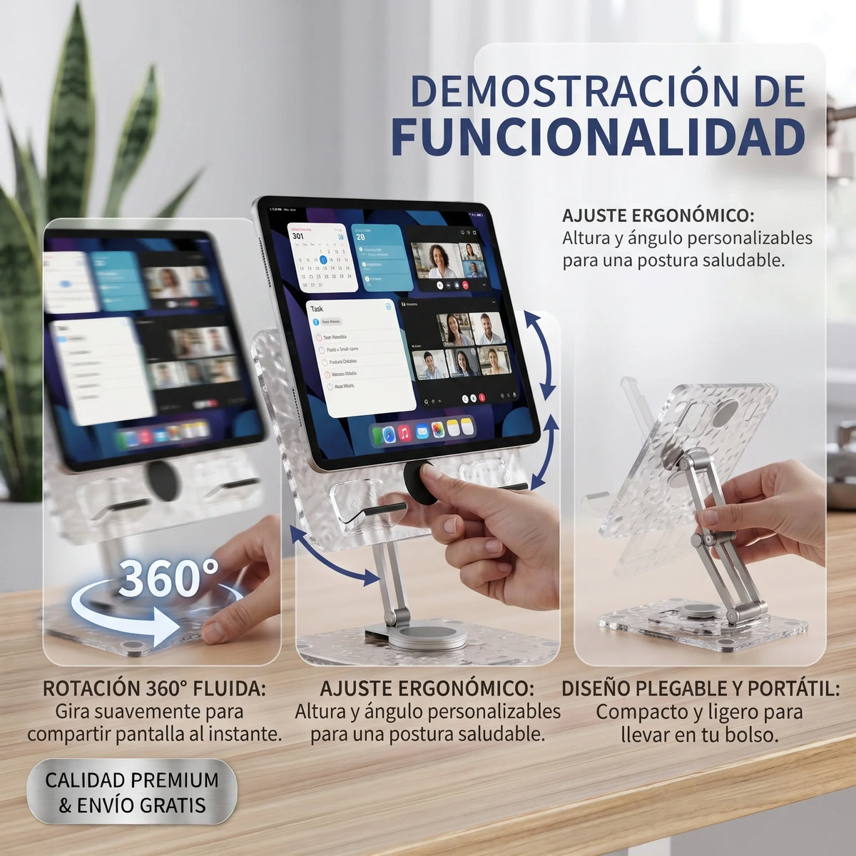 Soporte Plegable Giratorio para Tablet📱✨