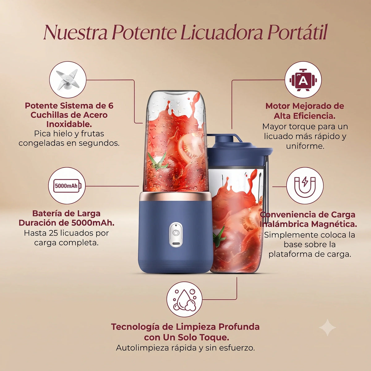 Licuadora Portátil Recargable 40w1🥤