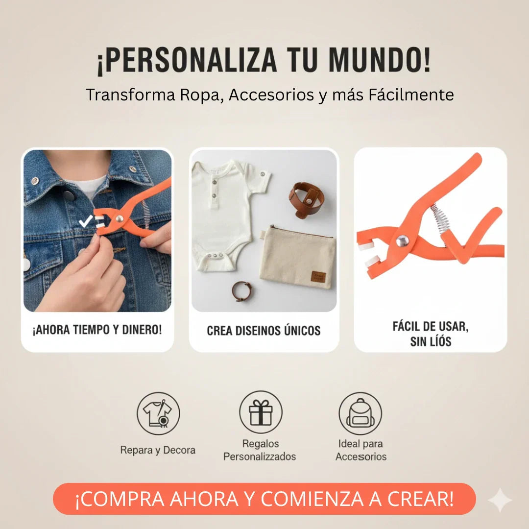 Maquina de remache a presión y botones  (50 unidades)