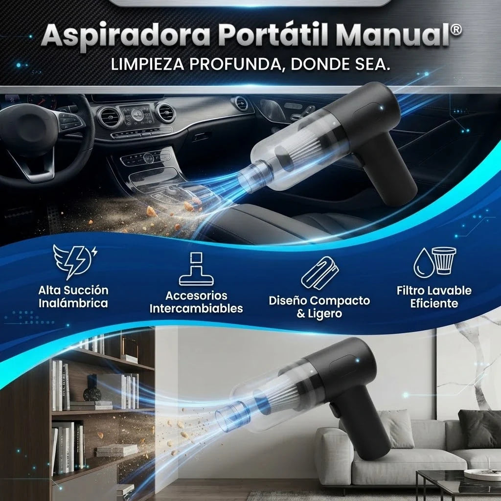 Aspiradora Portátil Recargable Manual®️