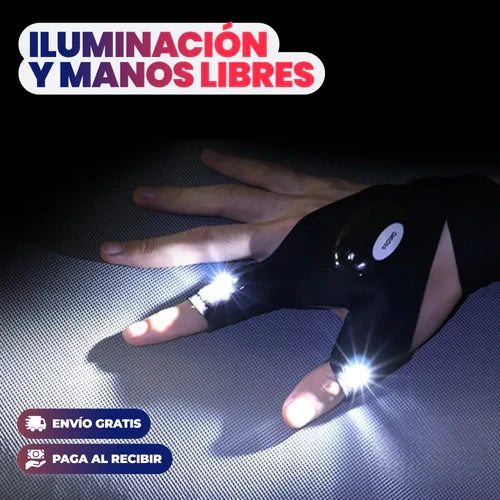 Guantes ajustables impermeable con luces led (par)