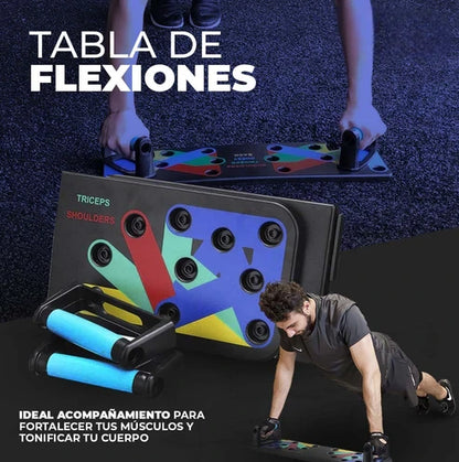 Tabla de flexiones push up + ligas de tensión🔥